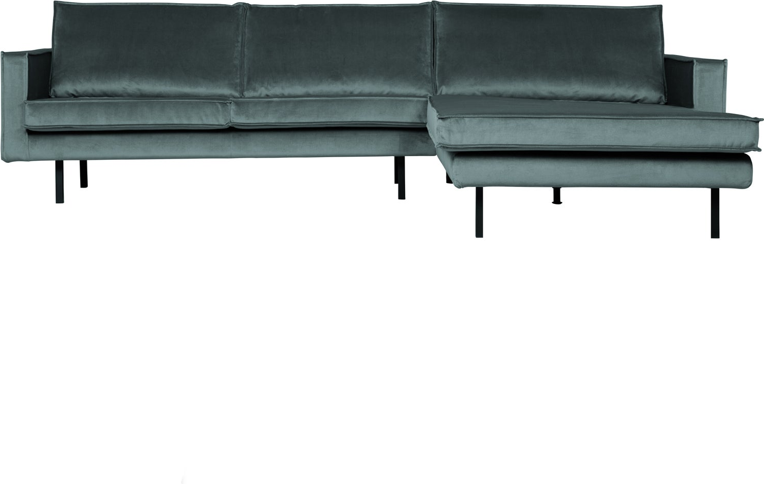 Loungesofa Woood Rodeo Højrevendt Chaiselong Sæders Tealblå Velour Med Metalben