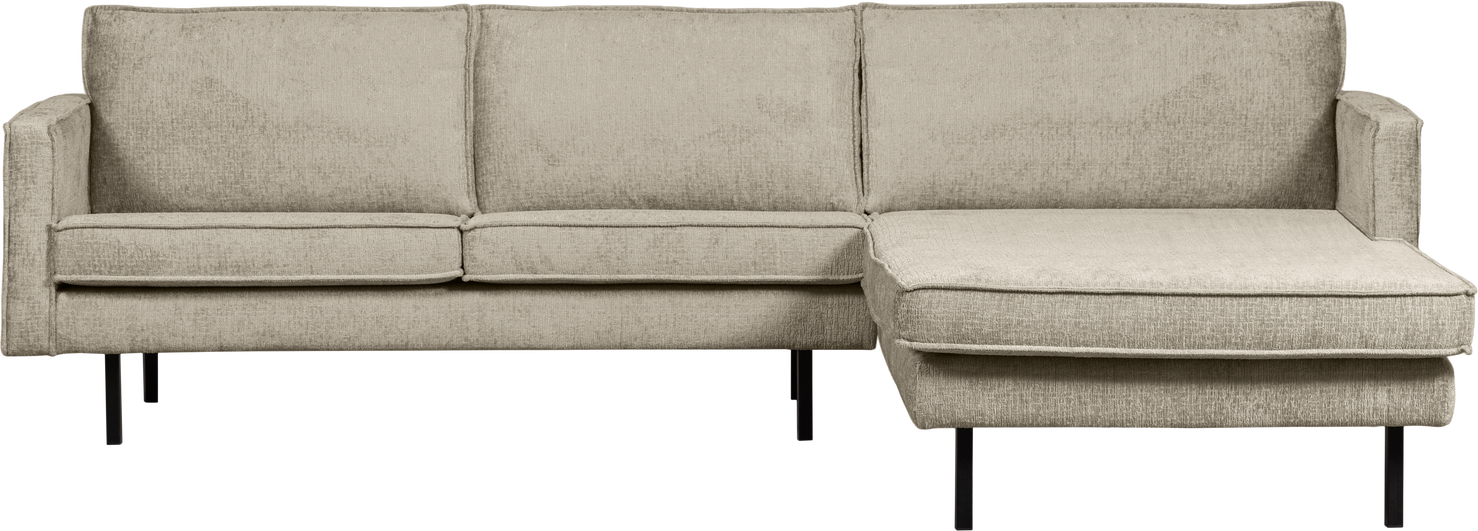 Loungesofa Woood Rodeo Højrevendt Chaiselong Wheatfield Struktureret Velour 100 Polyester Fast Siddekomfort Højt Benstel