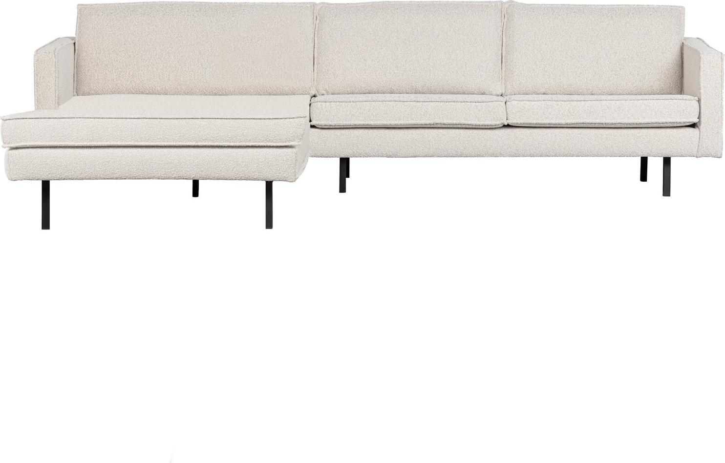 Loungesofa Woood Rodeo Venstrevendt Chaiselong 300 Boucl Natur Fast Siddekomfort Slanke Metalben