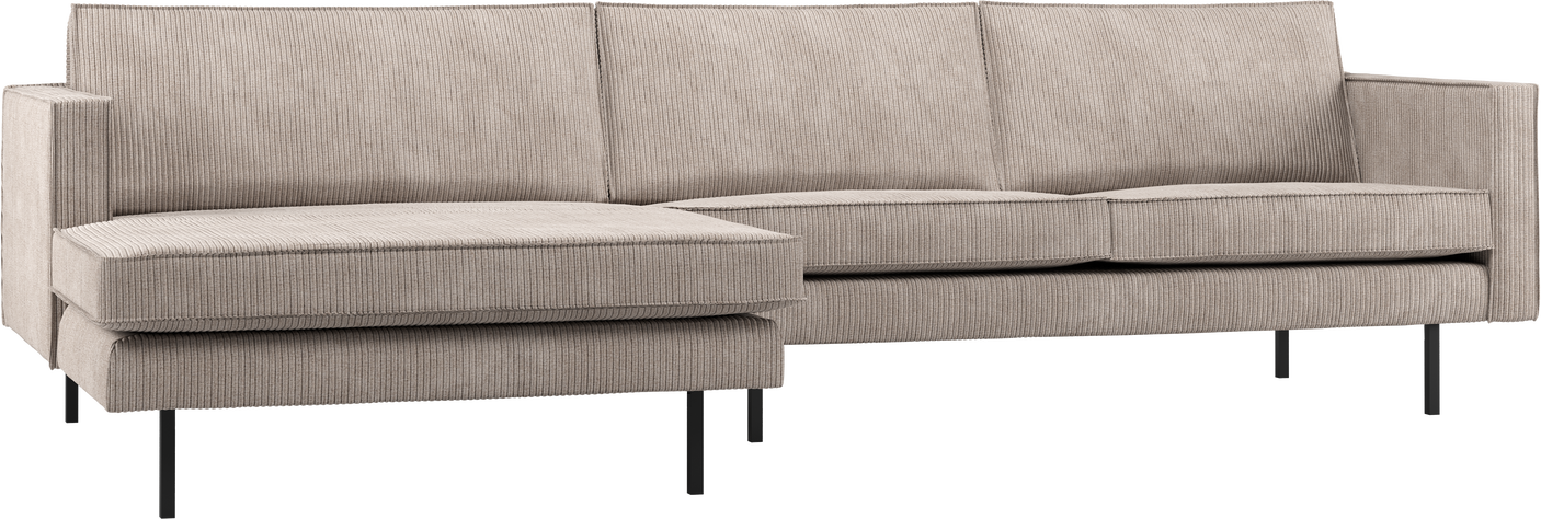 Loungesofa Woood Rodeo Venstrevendt Chaiselong 300 Mørk Sand Ribstof 100 Polyester Fast Siddekomfort