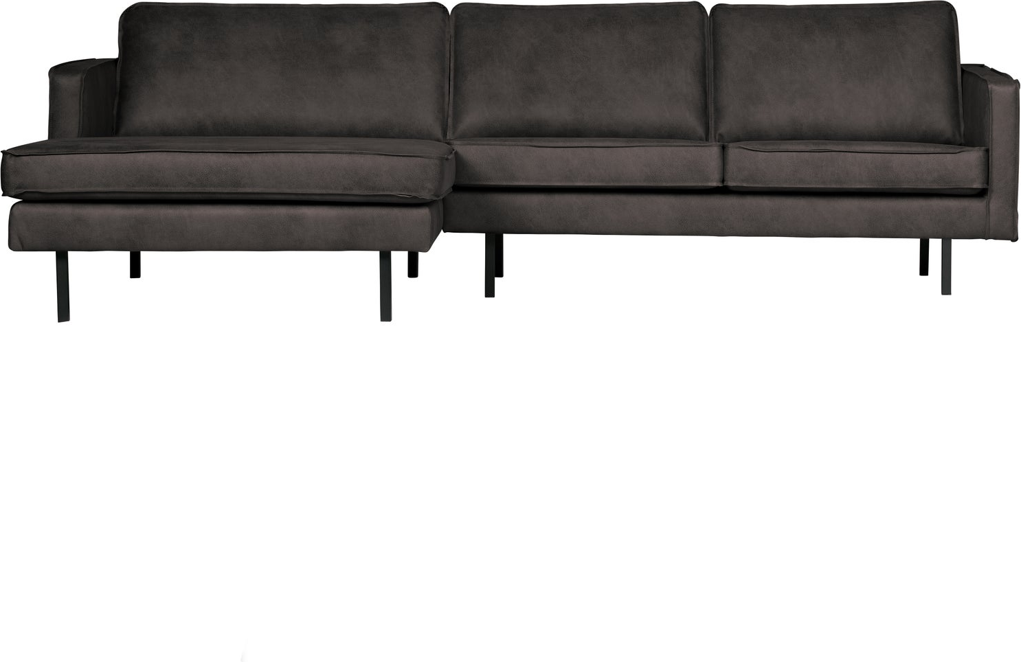 Loungesofa Woood Rodeo Venstrevendt Chaiselong 300 Sort Ecoleather Kunstlæder Metalstel Fast Komfort