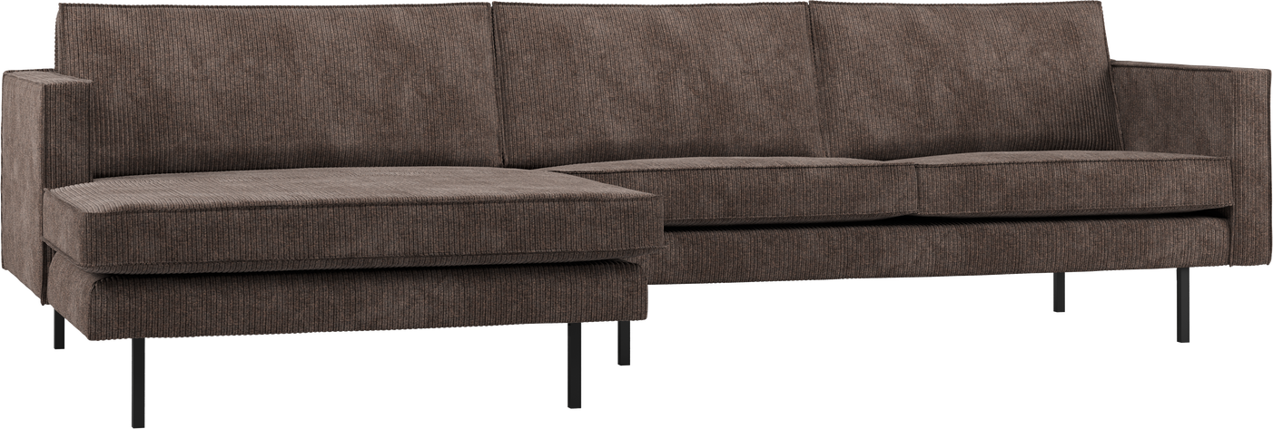Loungesofa Woood Rodeo Venstrevendt Chaiselong 300x155 Brunt Ribstof 100 Polyester