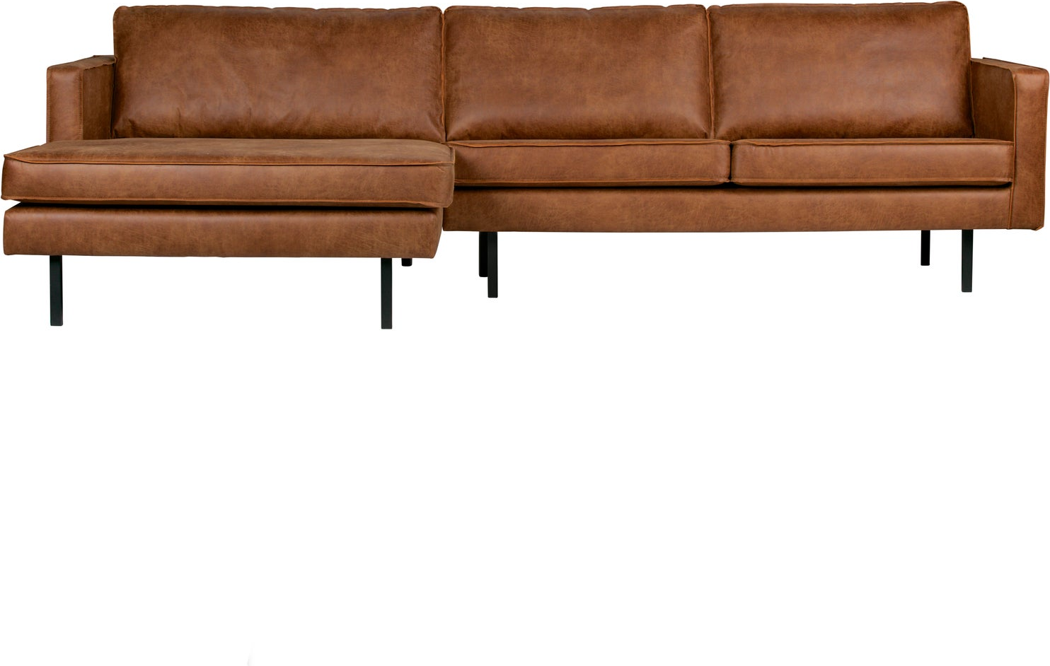 Loungesofa Woood Rodeo Venstrevendt Chaiselong 300x155 Cognac Ecoleather Kunstlæder