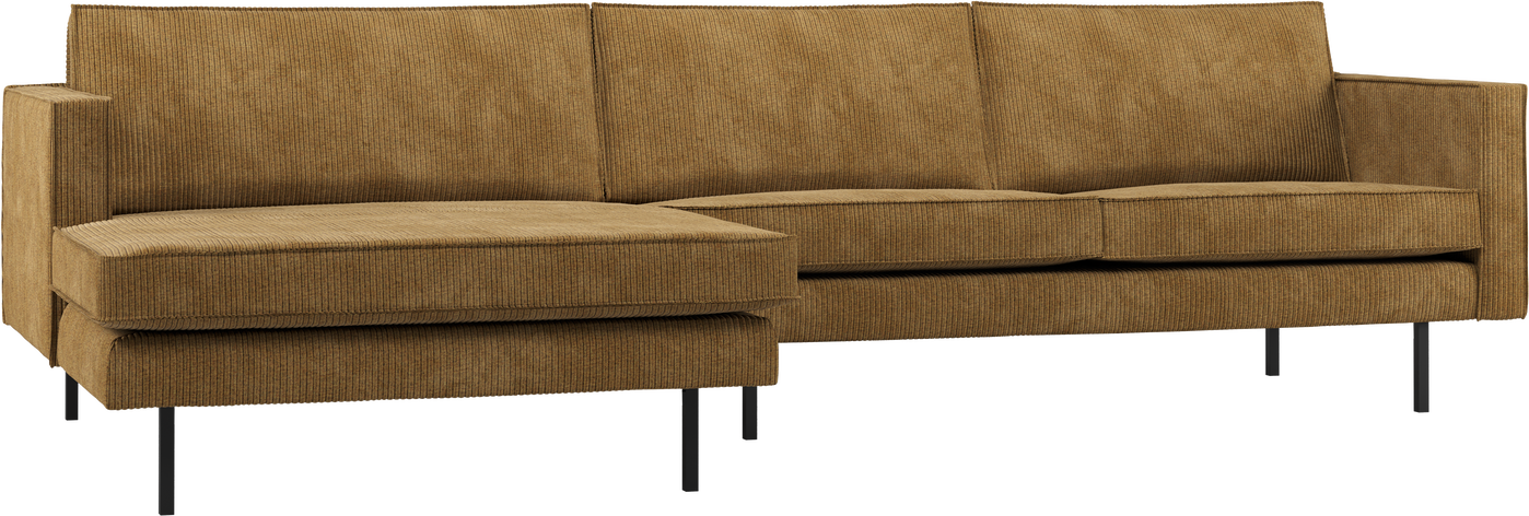 Loungesofa Woood Rodeo Venstrevendt Chaiselong Honninggul Ribstof 100 Polyester 300x86 155 H85