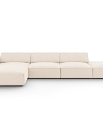 Micadoni Jodie Hjørnesofa Venstre Sæder Beige Fløjl Sort Plastik