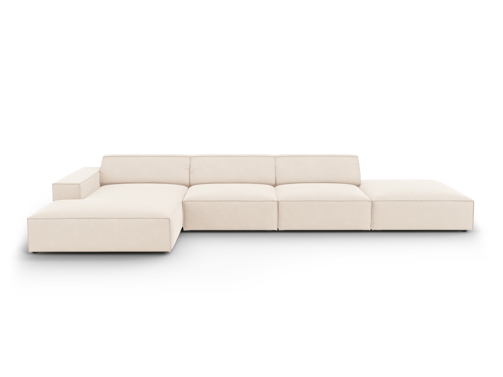Micadoni Jodie Hjørnesofa Venstre Sæder Beige Fløjl Sort Plastik