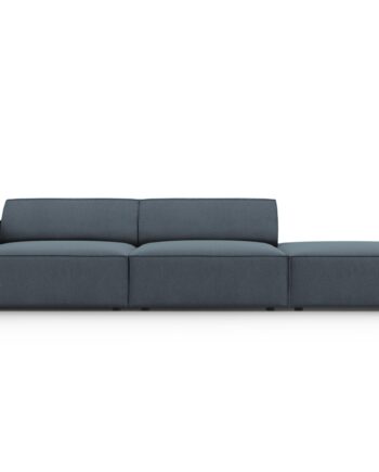 Micadoni Jodie Sofa Højre Sæder Blå Stof Sort Plast