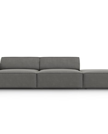 Micadoni Jodie Sofa Højre Sæder Grå Fløjl Sort Plast