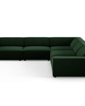 Micadoni Jodie Symmetrisk Pers Hjørnesofa Flaske Grøn Imiteret Fløjl Stof Sort Plast