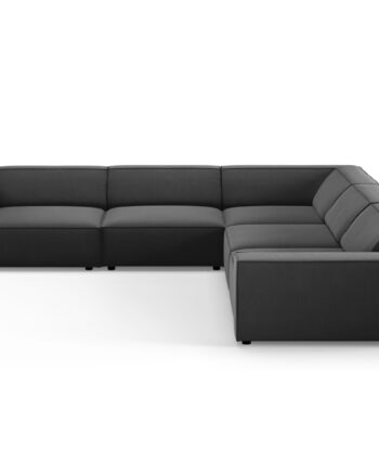 Micadoni Jodie Symmetrisk Pers Hjørnesofa Grå Imiteret Fløjl Stof Sort Plast