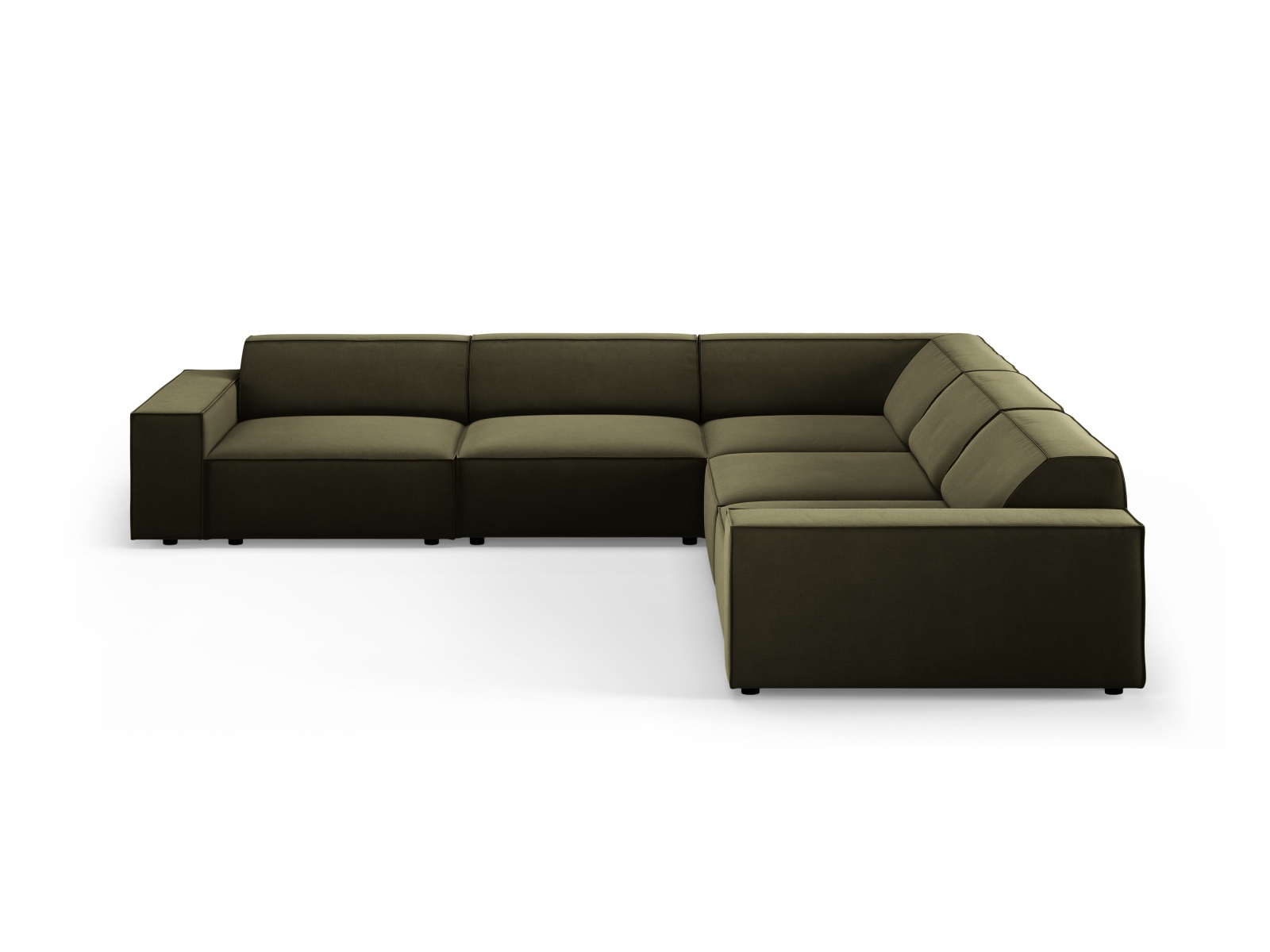 Micadoni Jodie Symmetrisk Pers Hjørnesofa Grøn Imiteret Fløjl Stof Sort Plast