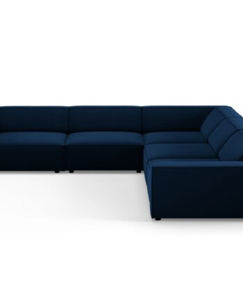 Micadoni Jodie Symmetrisk Pers Hjørnesofa Kongeblå Imiteret Fløjl Stof Sort Plast