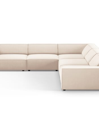 Micadoni Jodie Symmetrisk Pers Hjørnesofa Lys Beige Imiteret Fløjl Stof Sort Plast