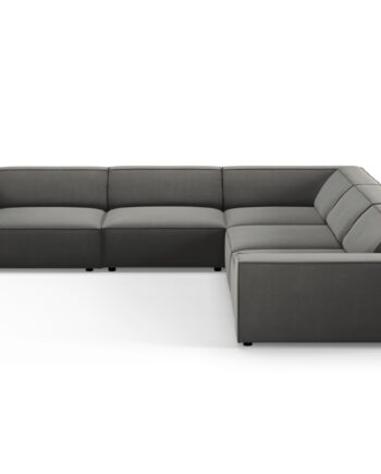 Micadoni Jodie Symmetrisk Pers Hjørnesofa Lysegrå Imiteret Fløjl Stof Sort Plast
