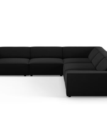 Micadoni Jodie Symmetrisk Pers Hjørnesofa Sort Imiteret Fløjl Stof Sort Plast