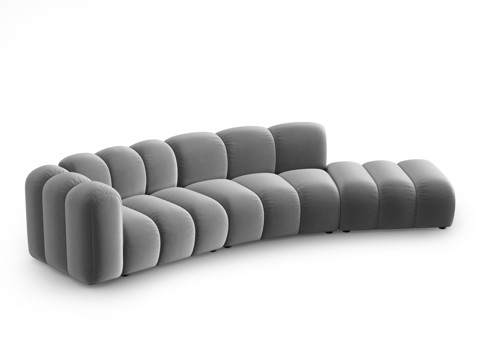 Micadoni Lupin Modul Sofa Højre Sæder Grå Fløjl Sort Plast