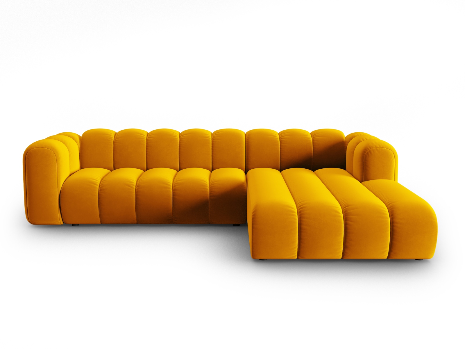 Micadoni Lupin Modular Pers Hjørnesofa Højre Gul Fløjl Stof