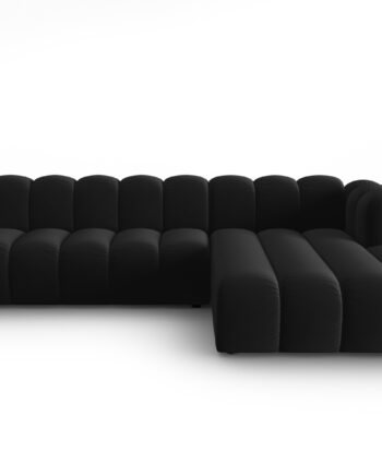 Micadoni Lupin Modular Pers Hjørnesofa Højre Sort Fløjl Stof