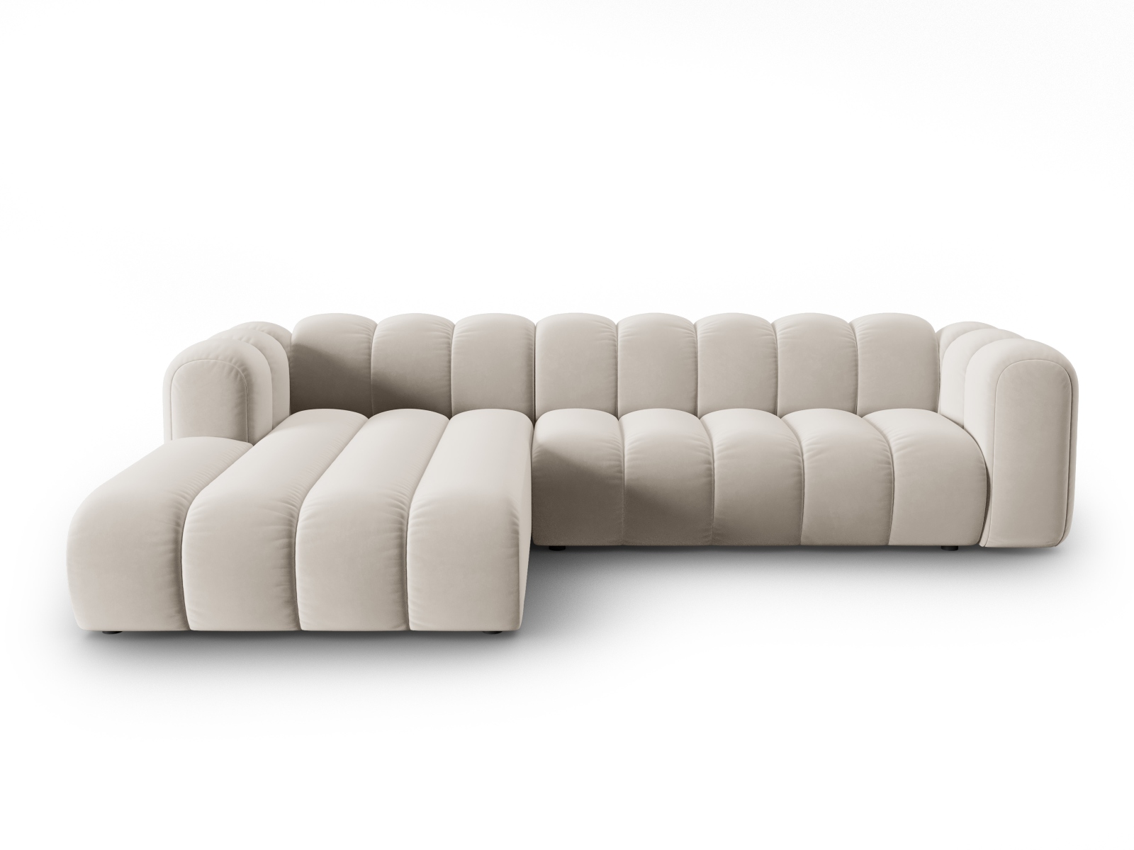 Micadoni Lupin Modular Pers Hjørnesofa Venstre Beige Fløjl Stof