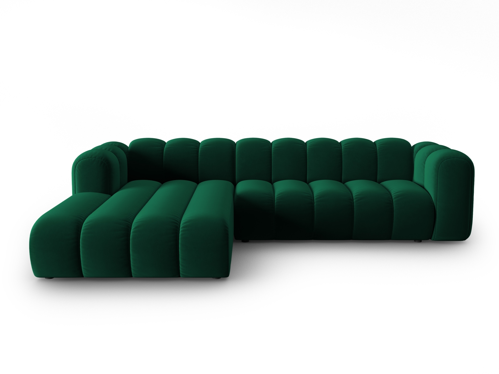 Micadoni Lupin Modular Pers Hjørnesofa Venstre Flaskegrøn Fløjl Stof