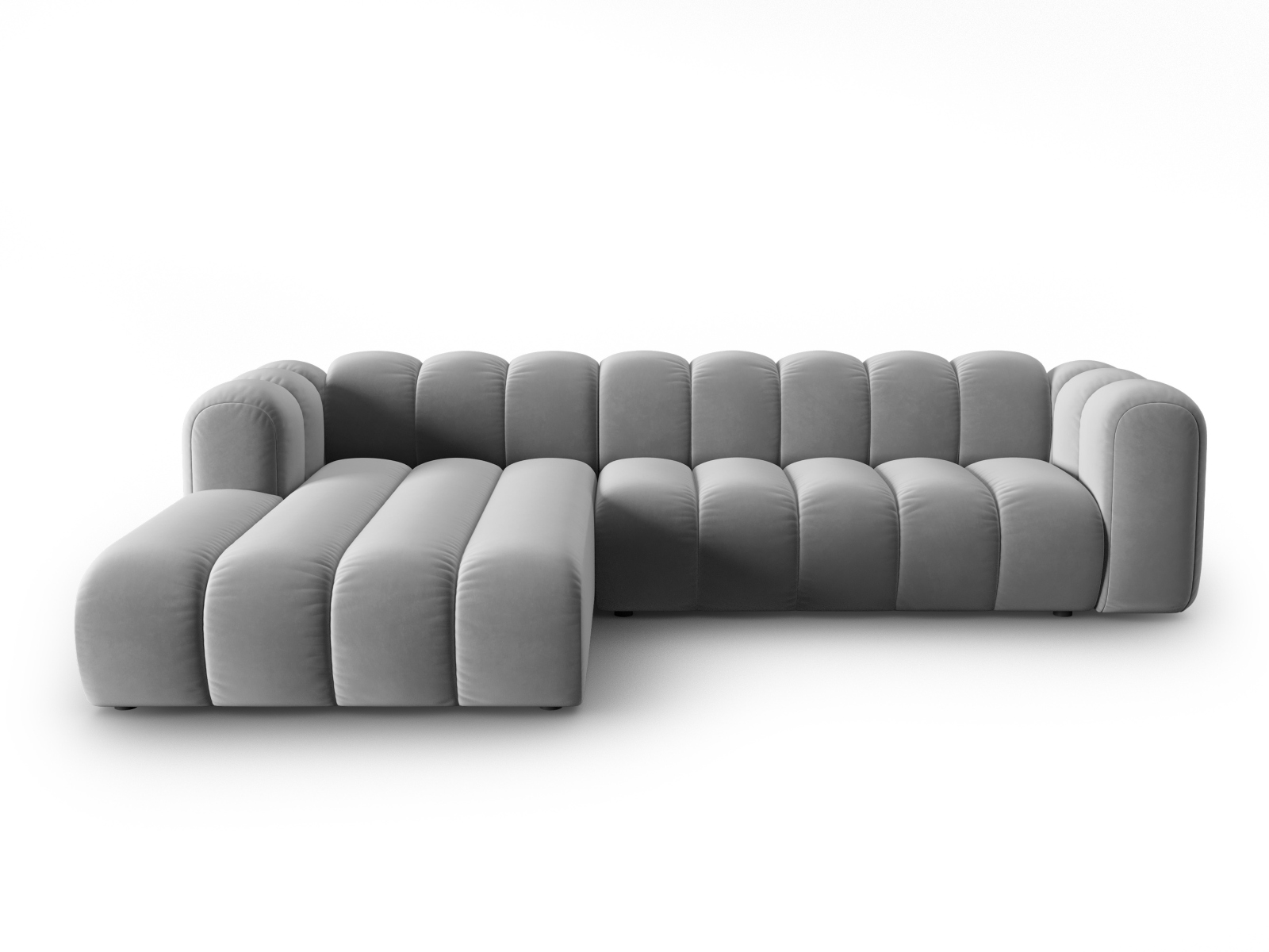 Micadoni Lupin Modular Pers Hjørnesofa Venstre Grå Fløjl Stof
