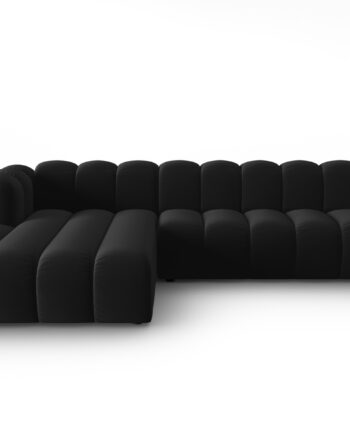 Micadoni Lupin Modular Pers Hjørnesofa Venstre Sort Fløjl Stof