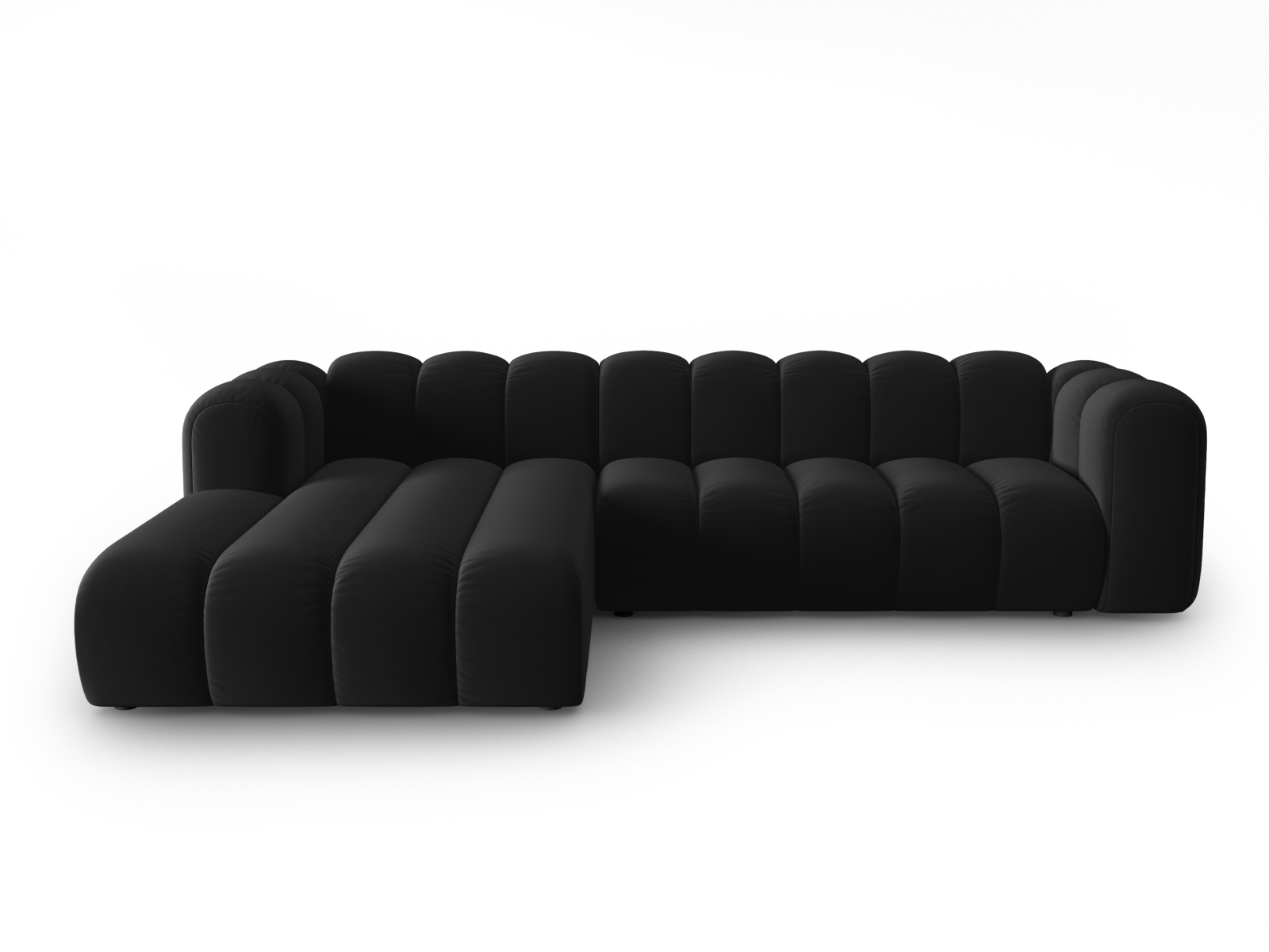 Micadoni Lupin Modular Pers Hjørnesofa Venstre Sort Fløjl Stof