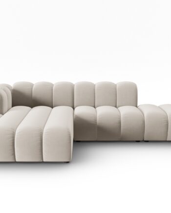 Micadoni Lupin Modular åben Hjørnesofa Venstre Sæder Beige Fløjl Sort Plast