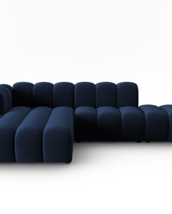 Micadoni Lupin Modular åben Hjørnesofa Venstre Sæder Blå Fløjl Sort Plast