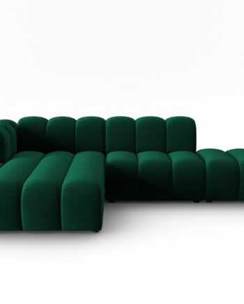 Micadoni Lupin Modular åben Hjørnesofa Venstre Sæder Grøn Fløjl Sort Plast