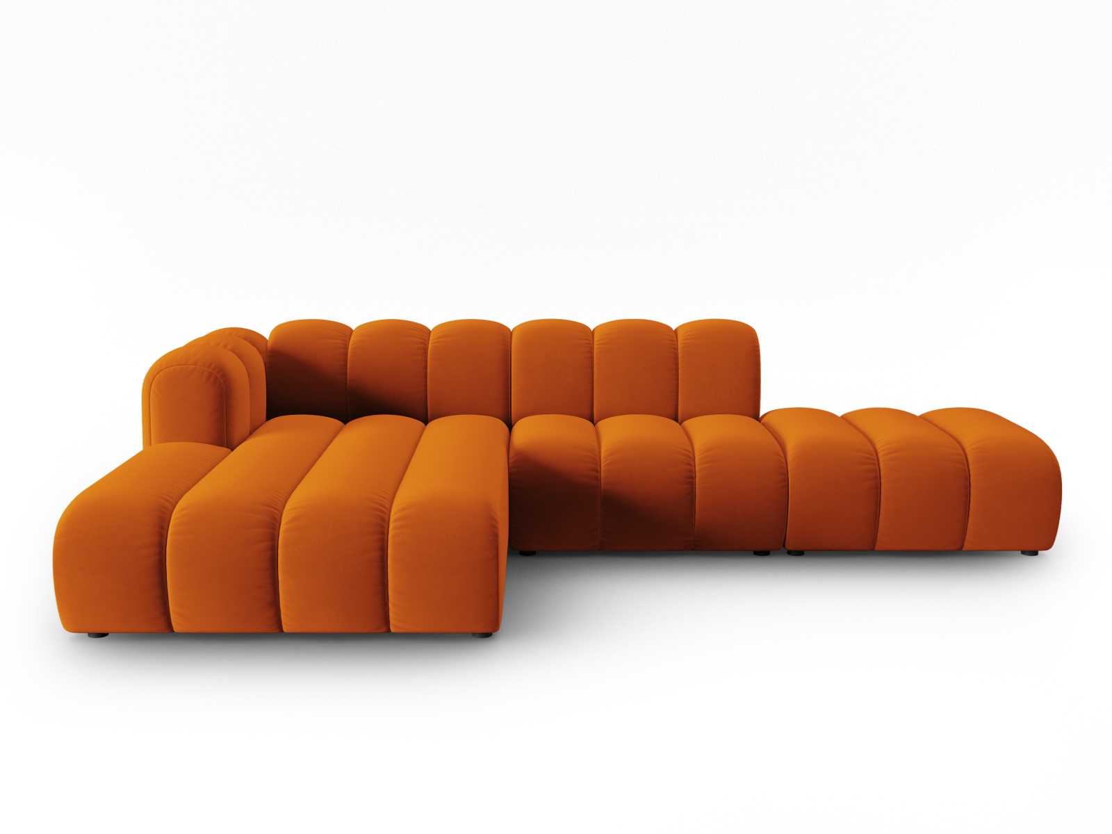 Micadoni Lupin Modular åben Hjørnesofa Venstre Sæder Orange Fløjl Sort Plast