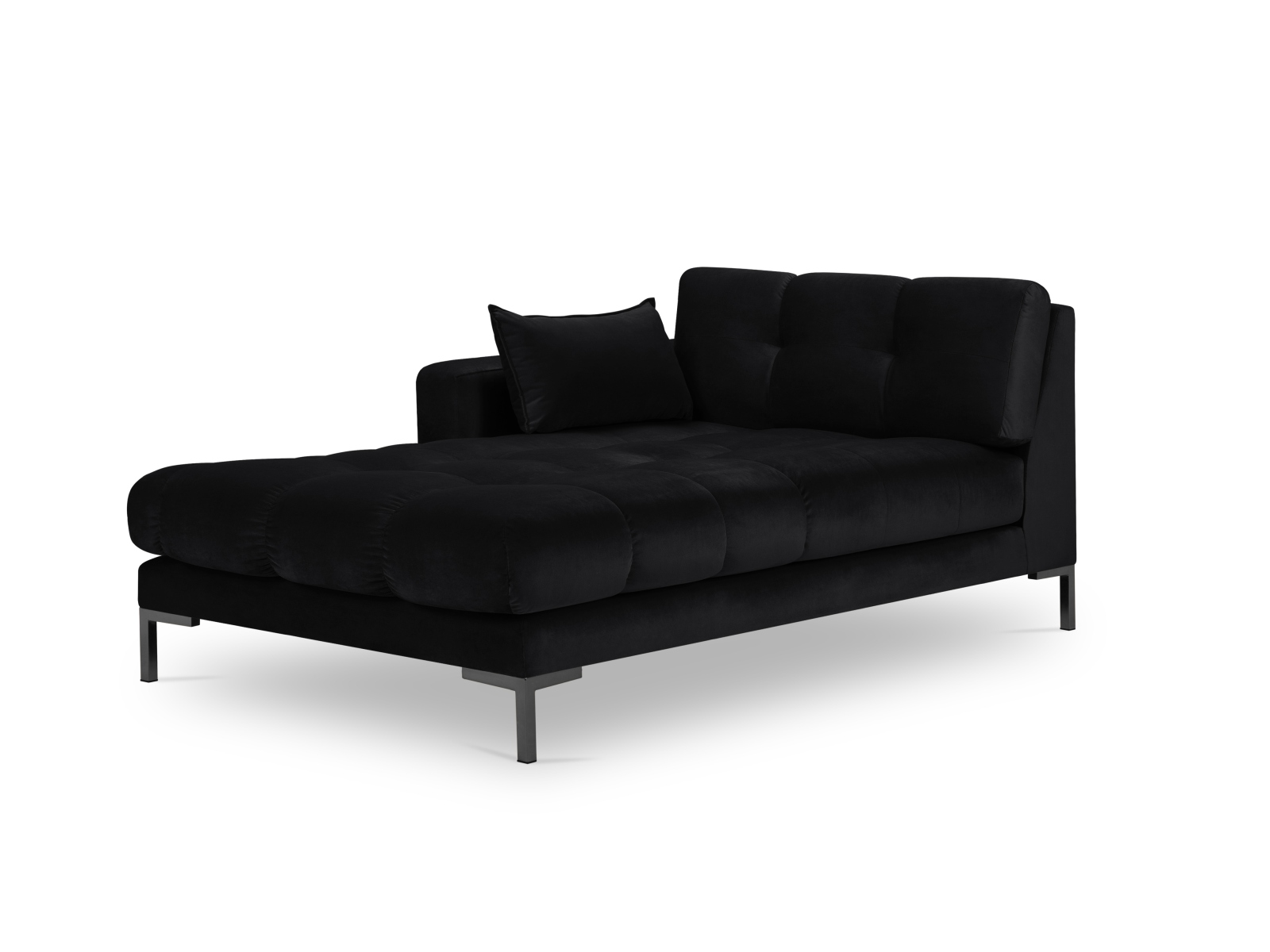 Micadoni Mamaia Chaiselong Venstre Antracitgrå Fløjl Sort Metal 185x102x75