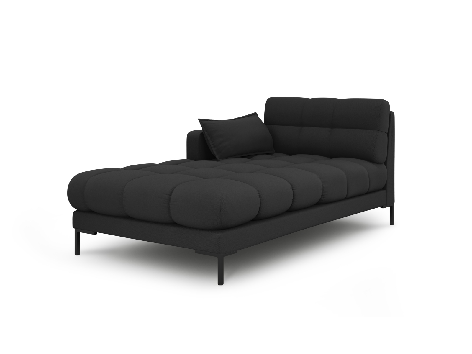 Micadoni Mamaia Chaiselong Venstre Antracitgrå Stof Sort Metal 185x102x75