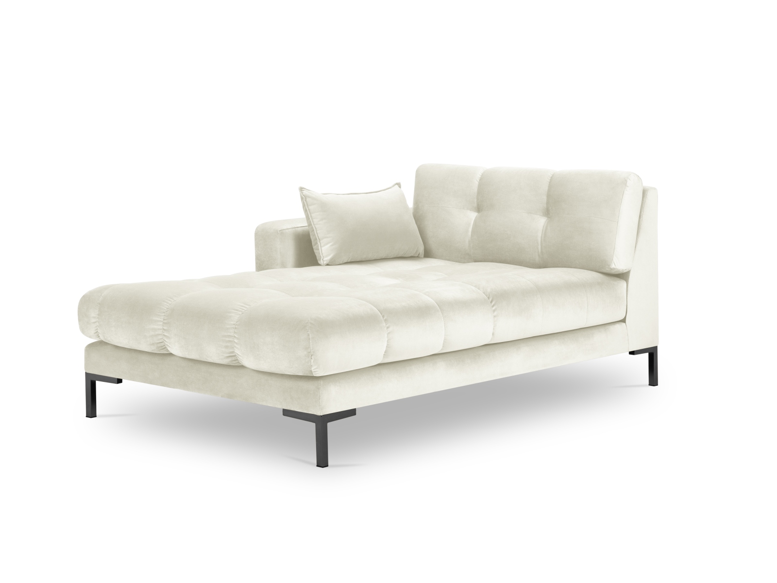 Micadoni Mamaia Chaiselong Venstre Beige Fløjl Sort Metal 185x102x75