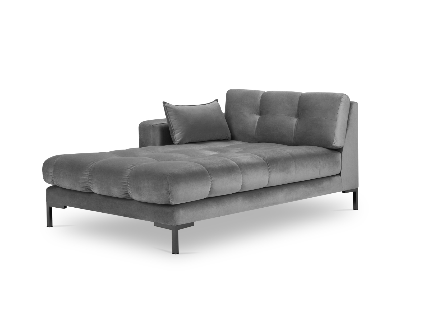 Micadoni Mamaia Chaiselong Venstre Grå Fløjl Sort Metal 185x102x75