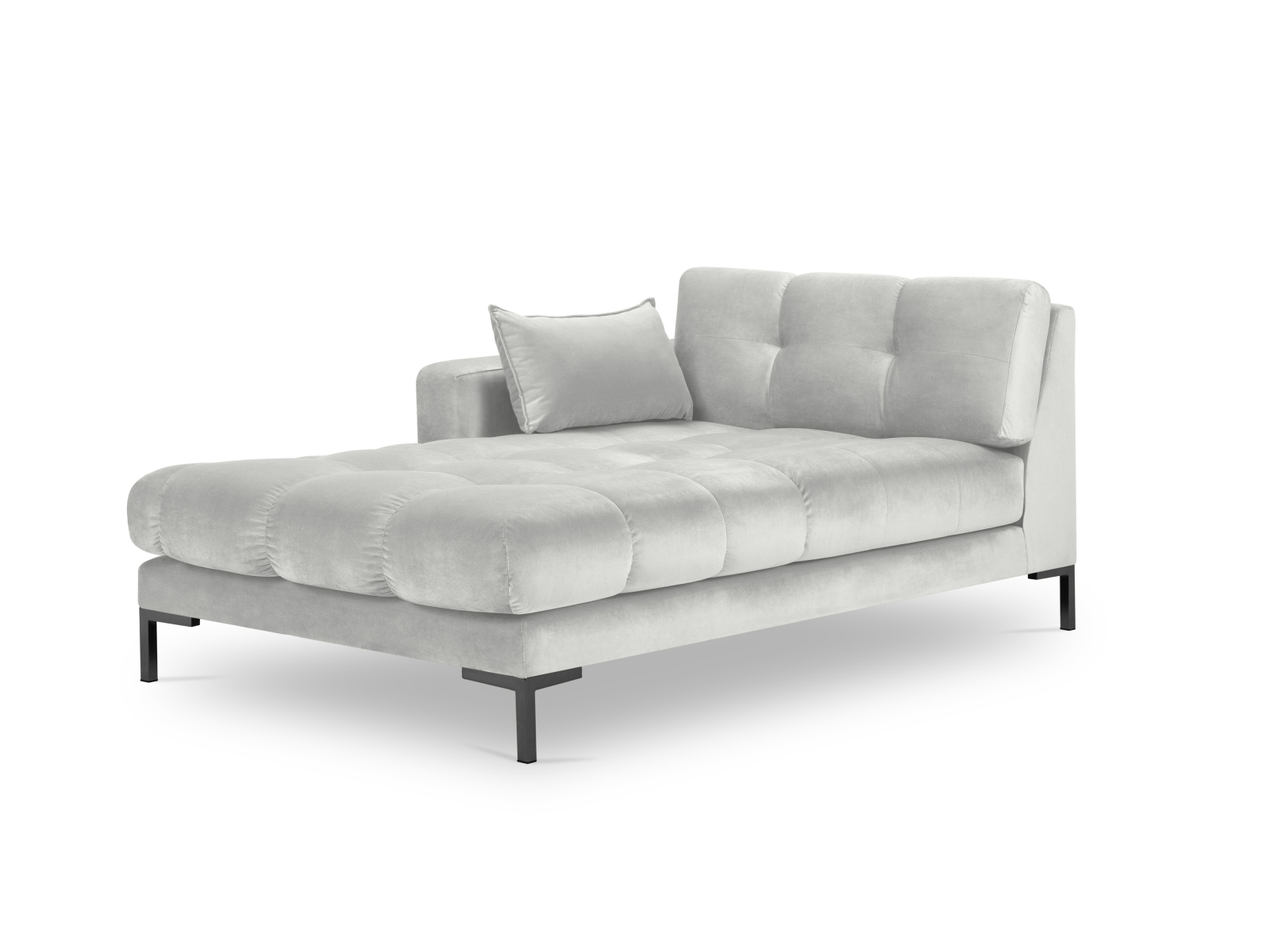 Micadoni Mamaia Chaiselong Venstre Sølv Fløjl Sort Metal 185x102x75