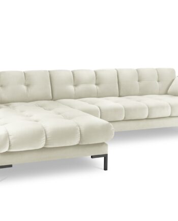 Micadoni Mamaia Hjørnesofa Venstre Sæder Beige Fløjl Sort Metal
