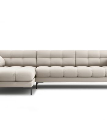 Micadoni Mamaia Hjørnesofa Venstre Sæder Beige Stof Sort Metal