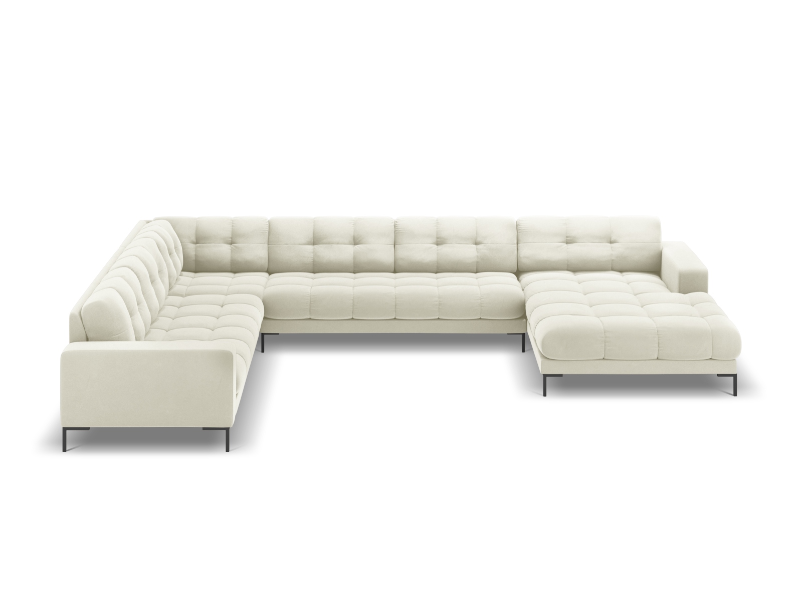 Micadoni Mamaia Pers Hjørnesofa Venstre Lys Beige Fløjl Stof Sort Metal