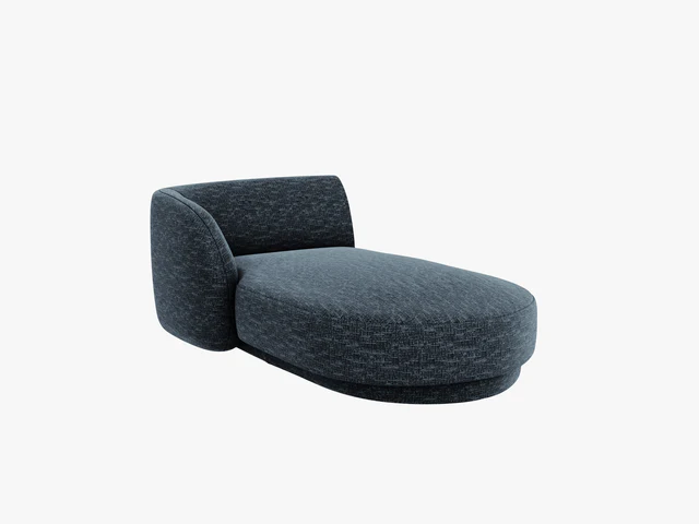 Micadoni Miley Chaiselong Venstre Blå Chenille Sort Plast 150x95x70