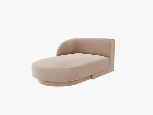 Micadoni Miley Chaiselong Venstre Brun Fløjl Sort Plast 150x95x70