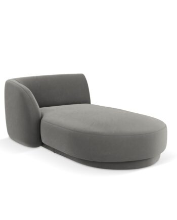 Micadoni Miley Chaiselong Venstre Grå Fløjl Sort Plast 150x95x70