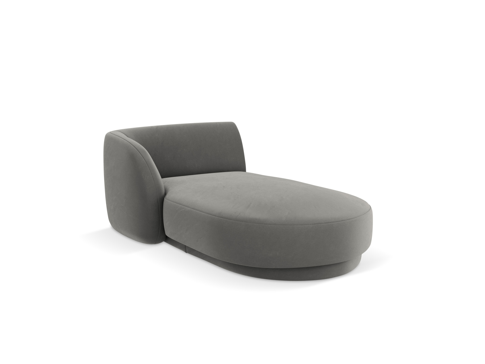 Micadoni Miley Chaiselong Venstre Grå Fløjl Sort Plast 150x95x70