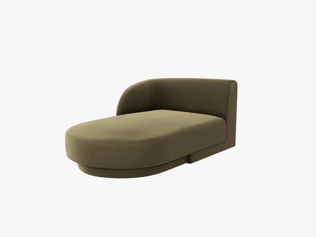Micadoni Miley Chaiselong Venstre Grøn Fløjl Sort Plast 150x95x70