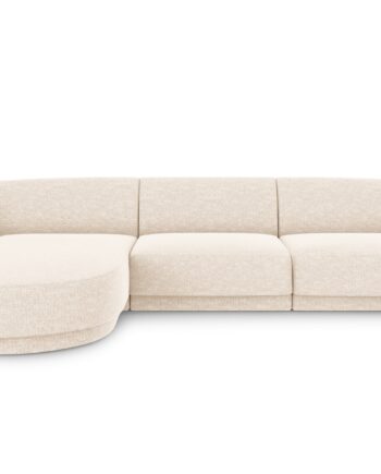 Micadoni Miley Hjørnesofa Venstre Sæder Beige Chenille Sort Plast