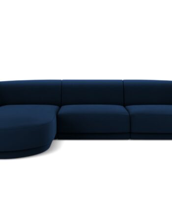 Micadoni Miley Hjørnesofa Venstre Sæder Blå Fløjl Sort Plast