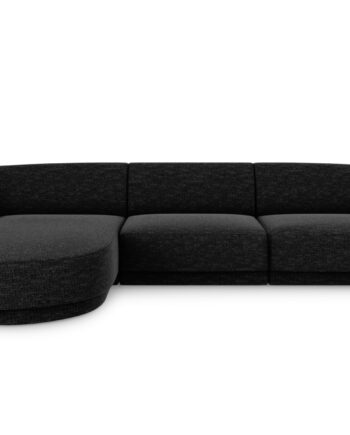 Micadoni Miley Hjørnesofa Venstre Sæder Sort Chenille Sort Plast
