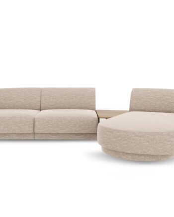 Micadoni Miley Pers Modulær Hjørnesofa Højre Sofabord Beige Chenille