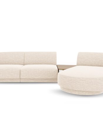 Micadoni Miley Pers Modulær Hjørnesofa Højre Sofabord Lys Beige Chenille