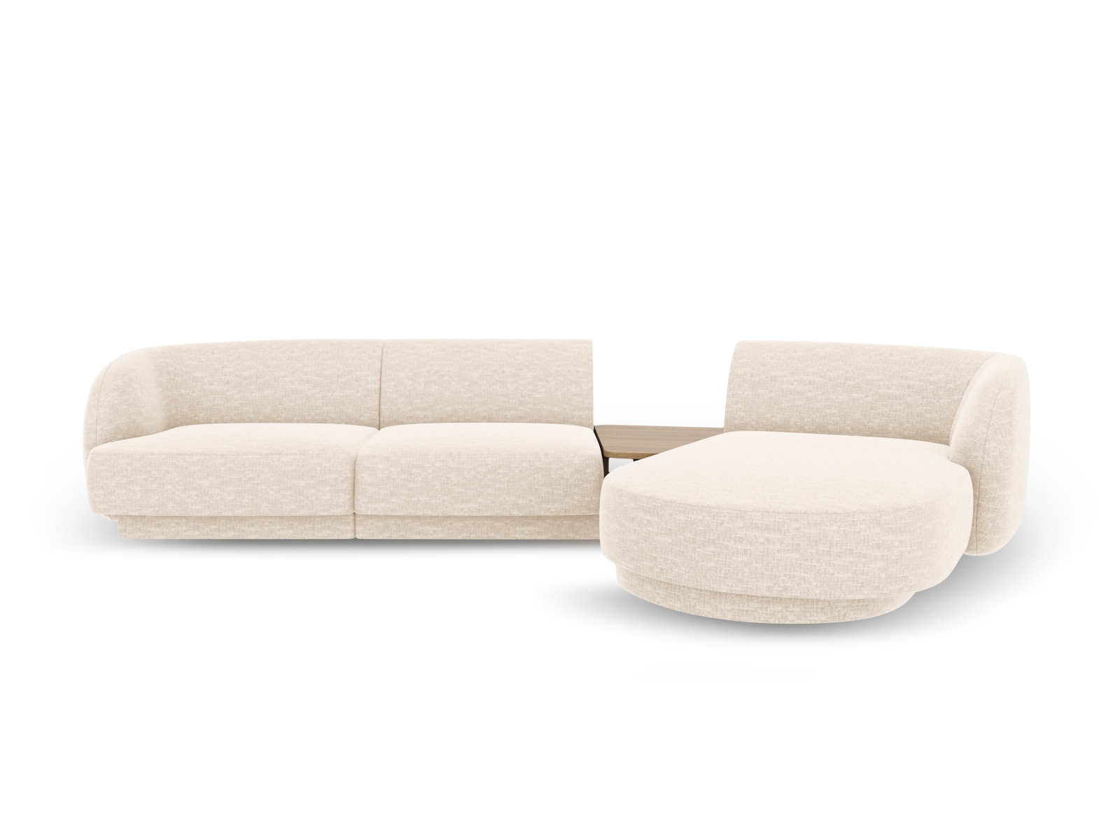Micadoni Miley Pers Modulær Hjørnesofa Højre Sofabord Lys Beige Chenille